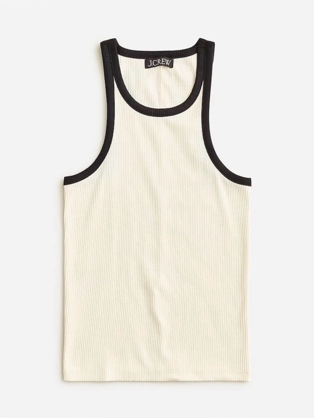 J. Crew Ivory & black contrast trim tank